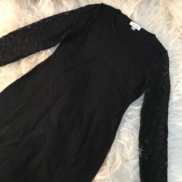 Calvin Klein Petite Lace Sleeve Sweater Dress - Picture 7 of 7